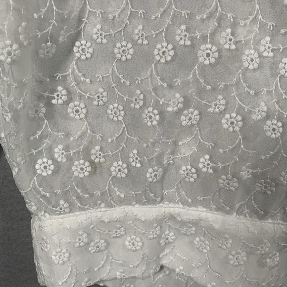 ZARA Womens White Floral Sheer Cropped Wrap Top Sz M 3/4 Puff Sleeve V Neck  T13 - Picture 10 of 11